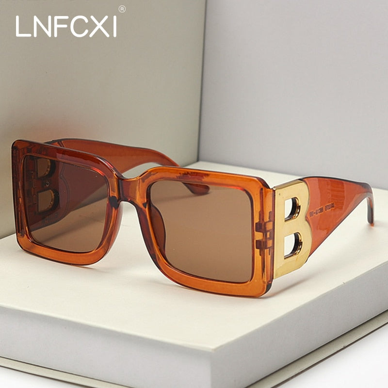 LNFCXI 2021 New Fashion Oversized The Letter B  Square Luxury Trend Sunglasses Women Men Retro rectangle sunglasses gafas de sol