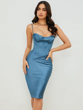 Load image into Gallery viewer, High Quality Satin Bodycon Dress Women Party Dress 2022 New Year Dress Green Bodycon Dress Celebrity Evening Club Dress XL
