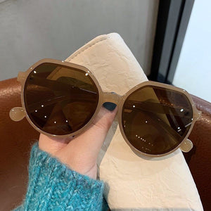 OLOEY Fashion Style All-match Trend Sunglasses Personalized Round Frame Sunglasses Ins Trend Candy Color Big Frame Sunglasses