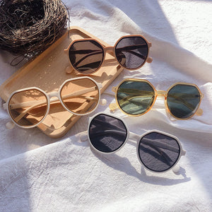 OLOEY Fashion Style All-match Trend Sunglasses Personalized Round Frame Sunglasses Ins Trend Candy Color Big Frame Sunglasses