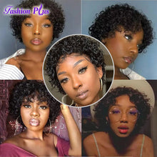 Load image into Gallery viewer, Pixie Cut Wig Short Curly Lace Front Wigs Human Hair Wig 13x1 Transparent Lace Wig For Black Women Brazilian Remy Hair wig

