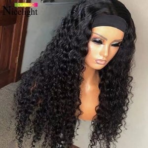 Deep Wave Headband Wigs Human Hair Wig Grip Headband Nicelight Brazilian Curly Headband Wigs Glueless Remy Hair With Headband