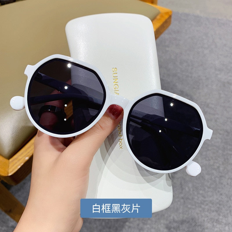 OLOEY Fashion Style All-match Trend Sunglasses Personalized Round Frame Sunglasses Ins Trend Candy Color Big Frame Sunglasses