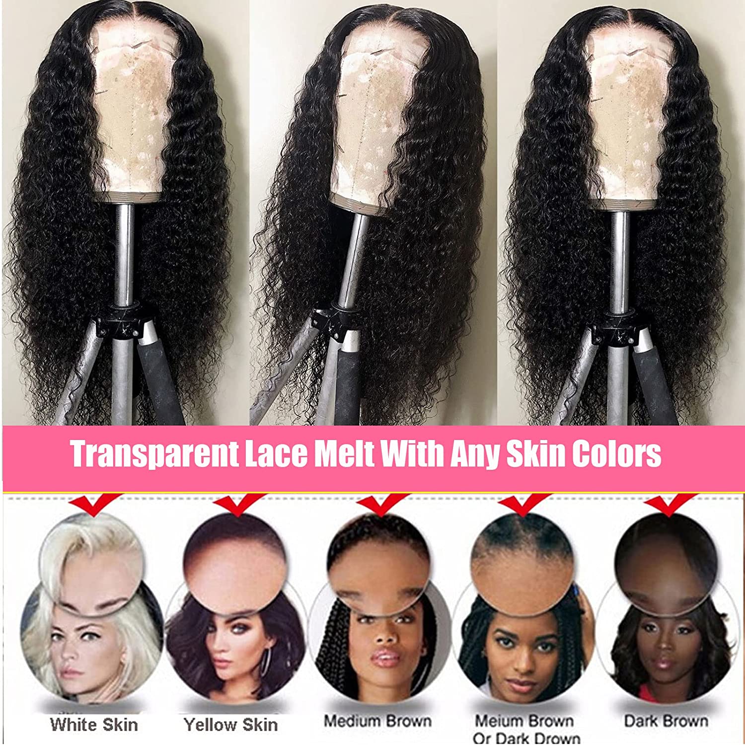 HD Transparent Deep Wave Lace Frontal Wig Curly Human Hair Wig 30 Inch Wet And Wavy Lace Front Wig 13X4X1 Deep Wave Closure Wigs
