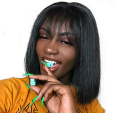 Load image into Gallery viewer, Glueless Short Human Hair Wigs With Bangs BEAUDIVA doheroine Blonde Yellow Purple Brazilian Straight Hair Blonde Short Bob Wigs

