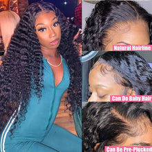 Load image into Gallery viewer, HD Transparent Deep Wave Lace Frontal Wig Curly Human Hair Wig 30 Inch Wet And Wavy Lace Front Wig 13X4X1 Deep Wave Closure Wigs
