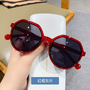 OLOEY Fashion Style All-match Trend Sunglasses Personalized Round Frame Sunglasses Ins Trend Candy Color Big Frame Sunglasses