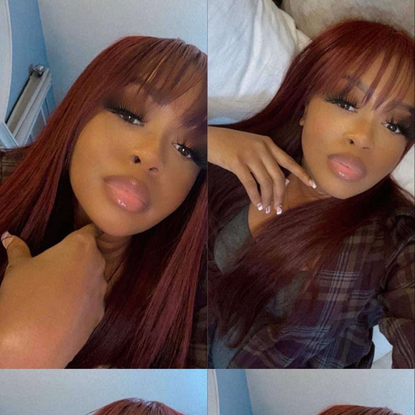 99J Burgundy Red Human Hair Wig With Bangs For Women Straight Remy Bang Wig Human Hair Full Machine Made Colored Human Hair Wigs