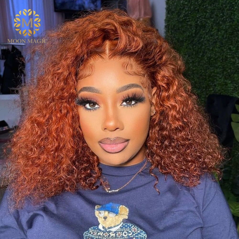 Orange Human Hair Wig Ginger Colored Human Hair Wigs Curly 13x6 Front Lace T Part Lace Wig Human Hair Wigs Brazilian Preplucked