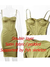 Load image into Gallery viewer, High Quality Satin Bodycon Dress Women Party Dress 2022 New Year Dress Green Bodycon Dress Celebrity Evening Club Dress XL

