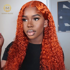 Orange Human Hair Wig Ginger Colored Human Hair Wigs Curly 13x6 Front Lace T Part Lace Wig Human Hair Wigs Brazilian Preplucked