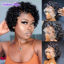 Load image into Gallery viewer, Pixie Cut Wig Short Curly Lace Front Wigs Human Hair Wig 13x1 Transparent Lace Wig For Black Women Brazilian Remy Hair wig
