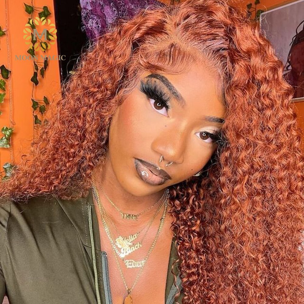 Orange Human Hair Wig Ginger Colored Human Hair Wigs Curly 13x6 Front Lace T Part Lace Wig Human Hair Wigs Brazilian Preplucked