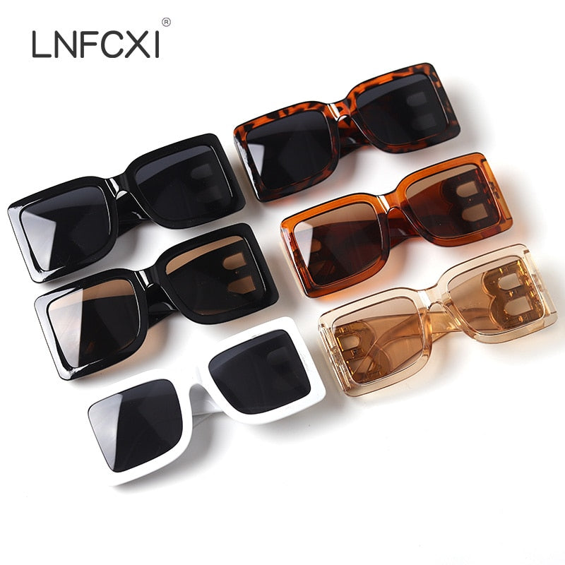 LNFCXI 2021 New Fashion Oversized The Letter B  Square Luxury Trend Sunglasses Women Men Retro rectangle sunglasses gafas de sol