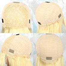 Load image into Gallery viewer, Glueless Short Human Hair Wigs With Bangs BEAUDIVA doheroine Blonde Yellow Purple Brazilian Straight Hair Blonde Short Bob Wigs

