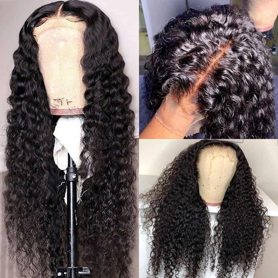 HD Transparent Deep Wave Lace Frontal Wig Curly Human Hair Wig 30 Inch Wet And Wavy Lace Front Wig 13X4X1 Deep Wave Closure Wigs
