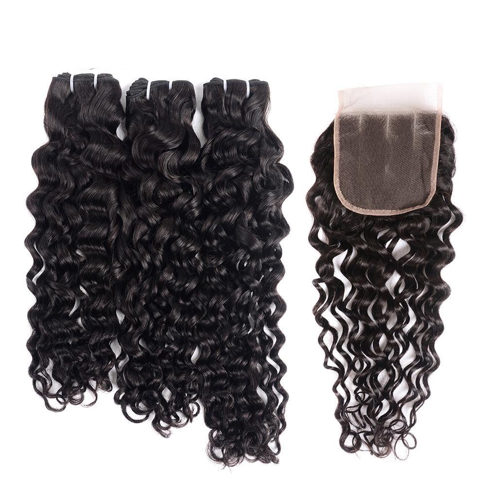 Super Double Drawn Water Wave Hair Bundles With Closure Pre Plucked - Bianca's hair and beauty supply