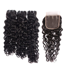 Load image into Gallery viewer, Super Double Drawn Water Wave Hair Bundles With Closure Pre Plucked - Bianca's hair and beauty supply
