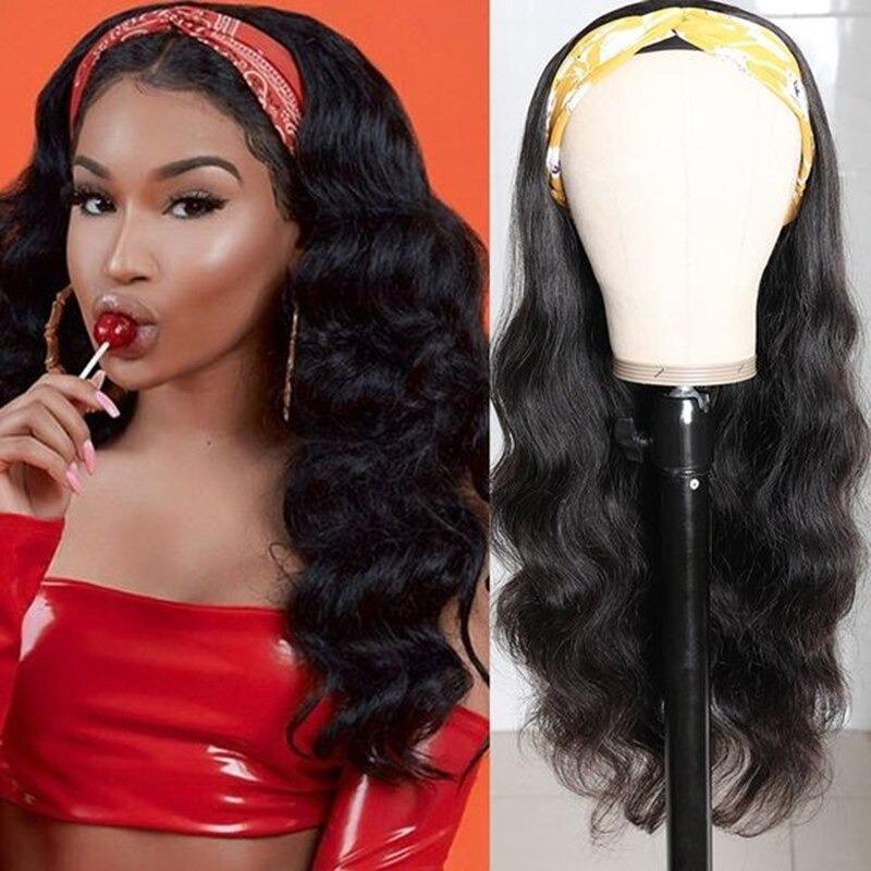 Body Wave Human Hair Wigs Headband Wig Virgin Remy Scarf Wigs - Bianca's hair and beauty supply