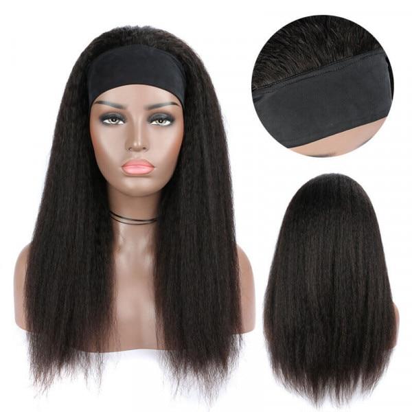 Scarf Wig Kinky Straight Human Hair Wigs Headband Wig - Bianca's hair and beauty supply