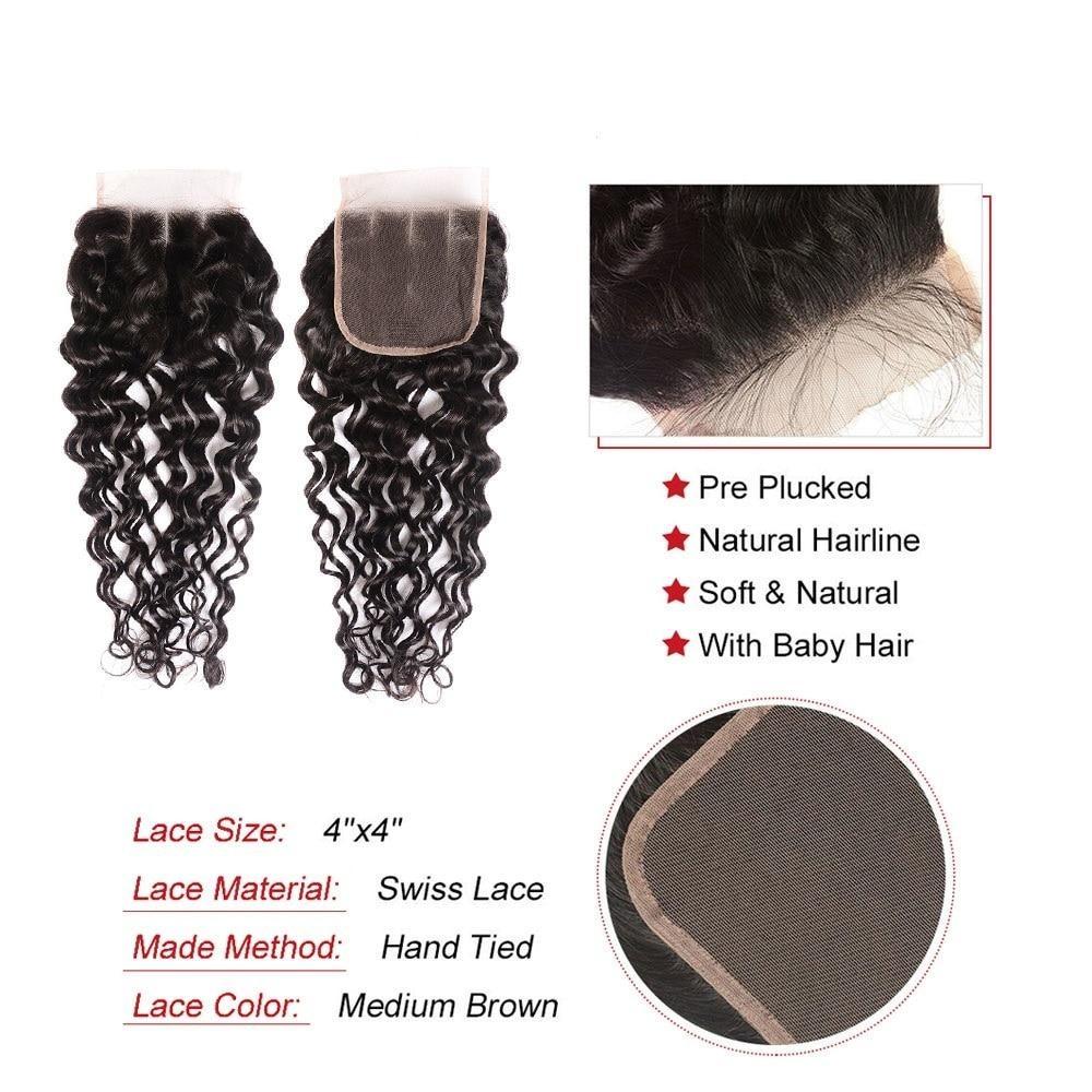 Super Double Drawn Water Wave Hair Bundles With Closure Pre Plucked - Bianca's hair and beauty supply