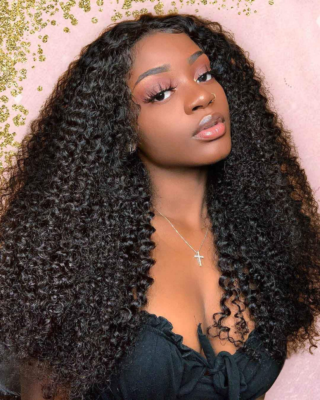 BeuMax Hairs Kinky Curly  Human Hair Wigs with 13x4 Lace Frontal 180% - Bianca's hair and beauty supply