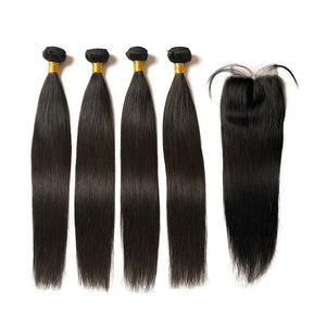 Beumax Hair 3/4 bundles with 4x4 closure Straight Brazilian 10A Grade - Bianca's hair and beauty supply