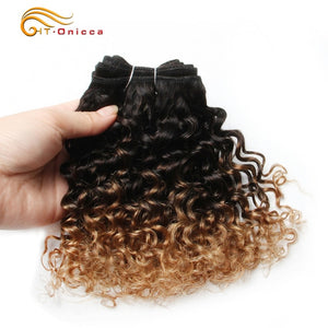 Brazilian Bohemian Curly 100% Remy Human Hair Double Drawn Funmi Hair 8 inches 6Pcs/lot Can Make A Wig For Women Htonicca - Bianca's hair and beauty supply