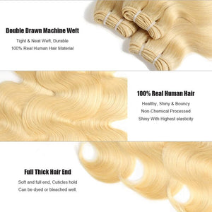 Beumax Hair Body Wave Brazilian Virgin Human Hair 1/4 Pcs Blonde - Bianca's hair and beauty supply