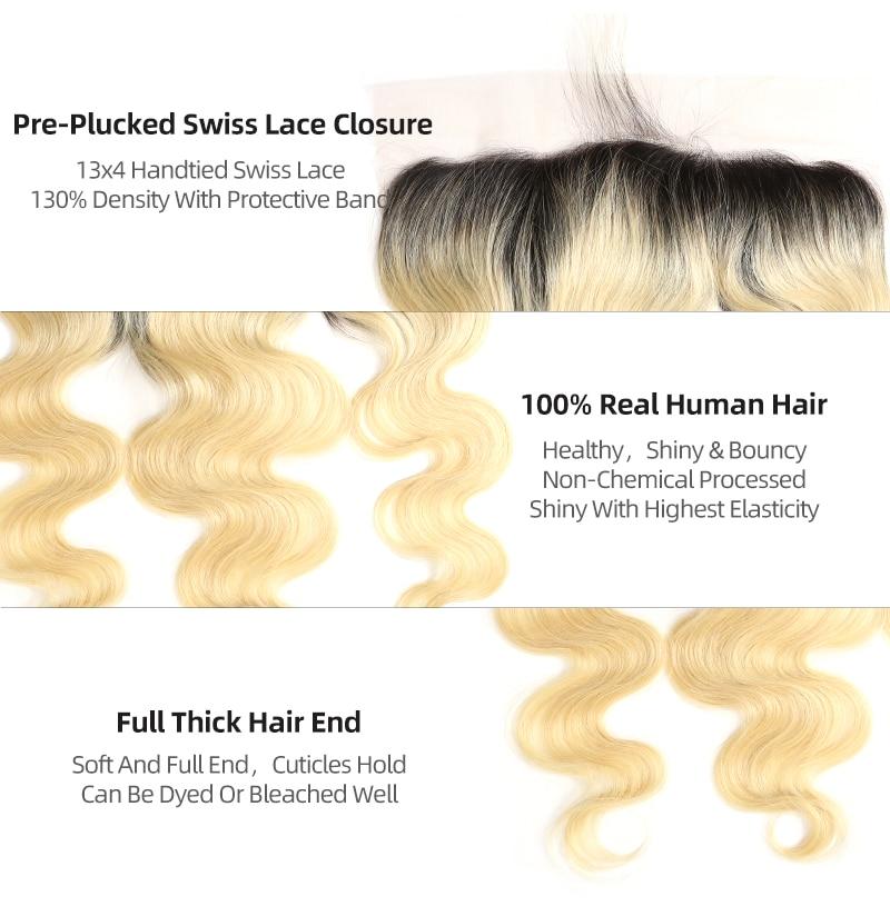 Beumax Hair Body Wave Brazilian Virgin Hair 13x4 Lace Frontal #613 - Bianca's hair and beauty supply