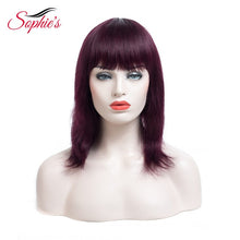 Load image into Gallery viewer, Sophie's Straight Wigs Remy Brazilian Human Hair For Women 100% Human Hair Machine Made No Smell 10 Inch,1B ,#4,99J - Bianca's hair and beauty supply
