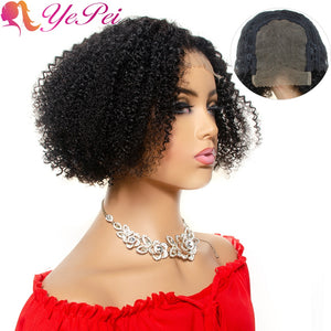 Brazilian Afro Kinky Curly Wig 4x4 Lace Closure Short Bob Wigs 100% Human Hair Short Pixie Cut Wigs Yepei Remy Hair - Bianca's hair and beauty supply