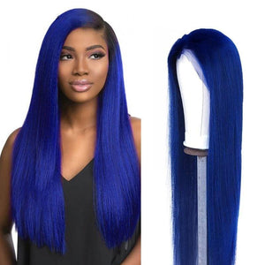 4 Colors Blue 13x4x1 Middle Part  Lace Front Wig Brazilian Straight - Bianca's hair and beauty supply