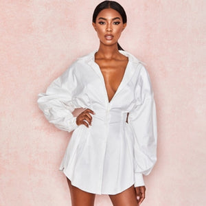 Office Lady Women Femal Ladies Long Sleeve Deep V Shirt Dress Sexy Mini Beach Dress  Elegant Sexy Party Dress New - Bianca's hair and beauty supply