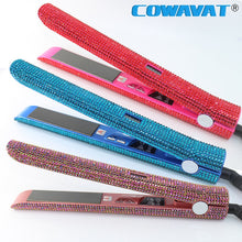 Load image into Gallery viewer, Hair Flat Iron Straightener 2 in 1 Hair Curling Straightening Flat Iron Curler Sparkling Crystal Rhinestones Bling Straightener - Bianca's hair and beauty supply
