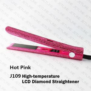 Hair Flat Iron Straightener 2 in 1 Hair Curling Straightening Flat Iron Curler Sparkling Crystal Rhinestones Bling Straightener - Bianca's hair and beauty supply