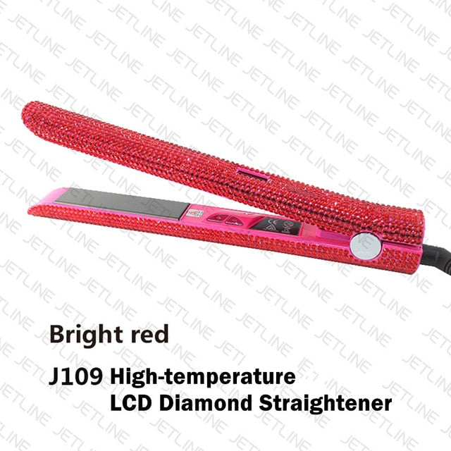 Hair Flat Iron Straightener 2 in 1 Hair Curling Straightening Flat Iron Curler Sparkling Crystal Rhinestones Bling Straightener - Bianca's hair and beauty supply