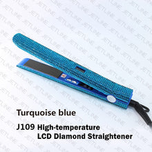 Load image into Gallery viewer, Hair Flat Iron Straightener 2 in 1 Hair Curling Straightening Flat Iron Curler Sparkling Crystal Rhinestones Bling Straightener - Bianca's hair and beauty supply
