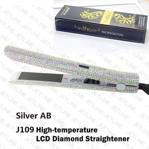 Hair Flat Iron Straightener 2 in 1 Hair Curling Straightening Flat Iron Curler Sparkling Crystal Rhinestones Bling Straightener - Bianca's hair and beauty supply