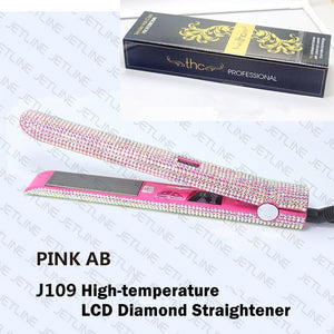 Hair Flat Iron Straightener 2 in 1 Hair Curling Straightening Flat Iron Curler Sparkling Crystal Rhinestones Bling Straightener - Bianca's hair and beauty supply