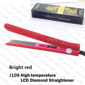 Hair Flat Iron Straightener 2 in 1 Hair Curling Straightening Flat Iron Curler Sparkling Crystal Rhinestones Bling Straightener - Bianca's hair and beauty supply