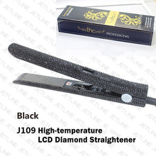 Load image into Gallery viewer, Hair Flat Iron Straightener 2 in 1 Hair Curling Straightening Flat Iron Curler Sparkling Crystal Rhinestones Bling Straightener - Bianca's hair and beauty supply
