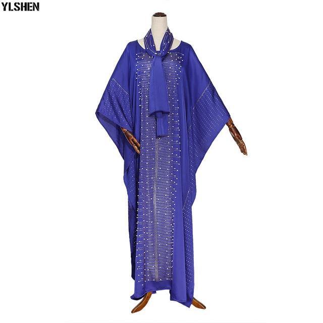 5 Colors African Dresses for Women Plus Size Dashiki Diamond Beads African Clothes Abaya Dubai Muslim Dress Robe Africa Dress - Bianca's hair and beauty supply