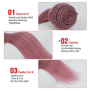 Beumax Bundles With Closure Straight Pink Blonde Human Hair Bundles - Bianca's hair and beauty supply