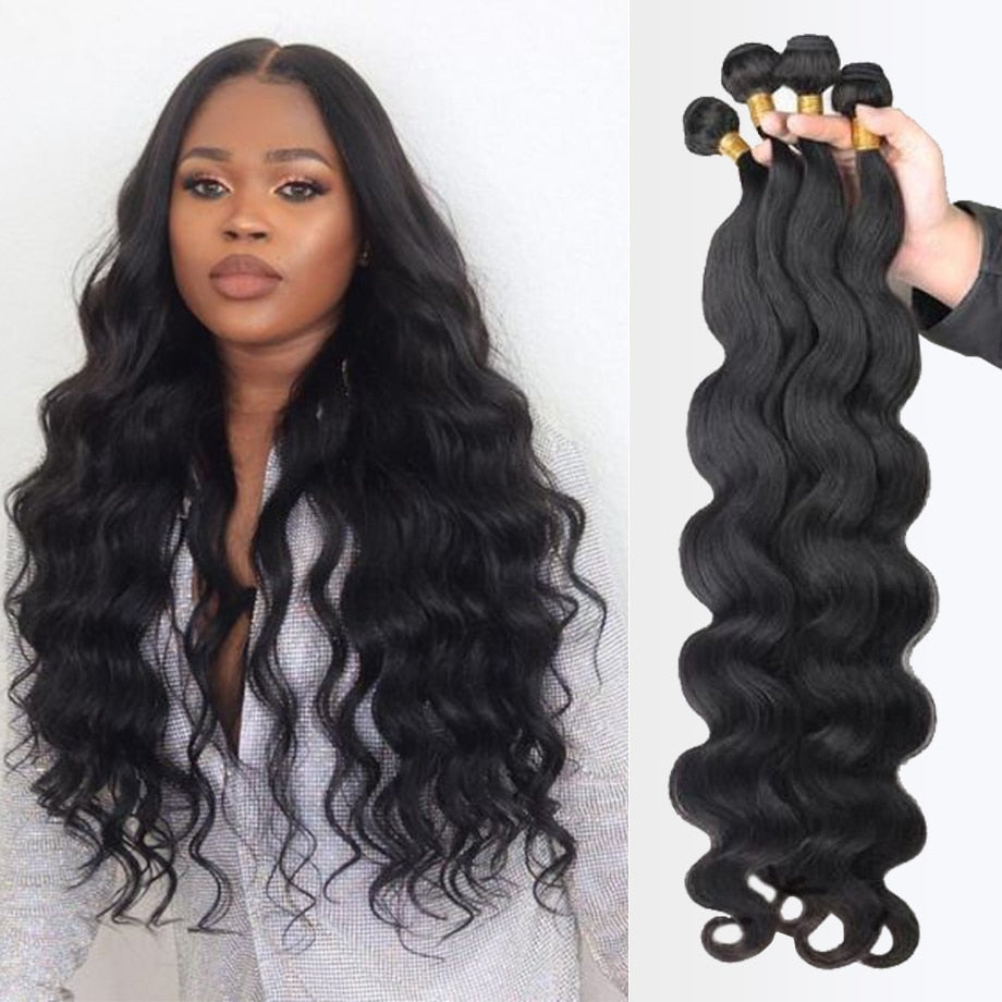 Body Wave bundles human hair Brazilian Natural Black Hair Weave 4 Remy Human hair bundles Deals for Black Women Hair Extensions - Bianca's hair and beauty supply