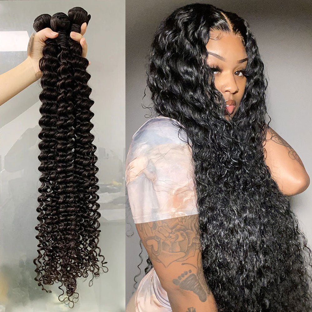 Water Wave Bundles Brazilian Hair Weave Bundles Deep Curly Water Wave 30 inch Hair Extensions For Black Women Human Hair Bundles - Bianca's hair and beauty supply