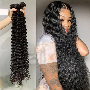 Water Wave Bundles Brazilian Hair Weave Bundles Deep Curly Water Wave 30 inch Hair Extensions For Black Women Human Hair Bundles - Bianca's hair and beauty supply