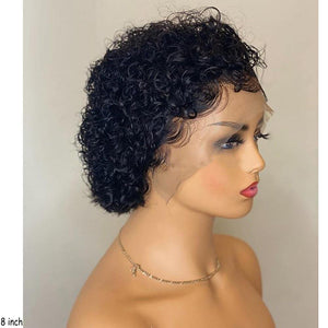 13x4 Pixie Cut Lace Frontal Human Hair Short Bob Curly Wig - Bianca's hair and beauty supply