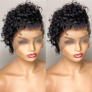 13x4 Pixie Cut Lace Frontal Human Hair Short Bob Curly Wig - Bianca's hair and beauty supply