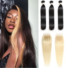 Load image into Gallery viewer, Beumax Bundles With Closure 613 Blonde Closure With Human Hair Bundles - Bianca's hair and beauty supply
